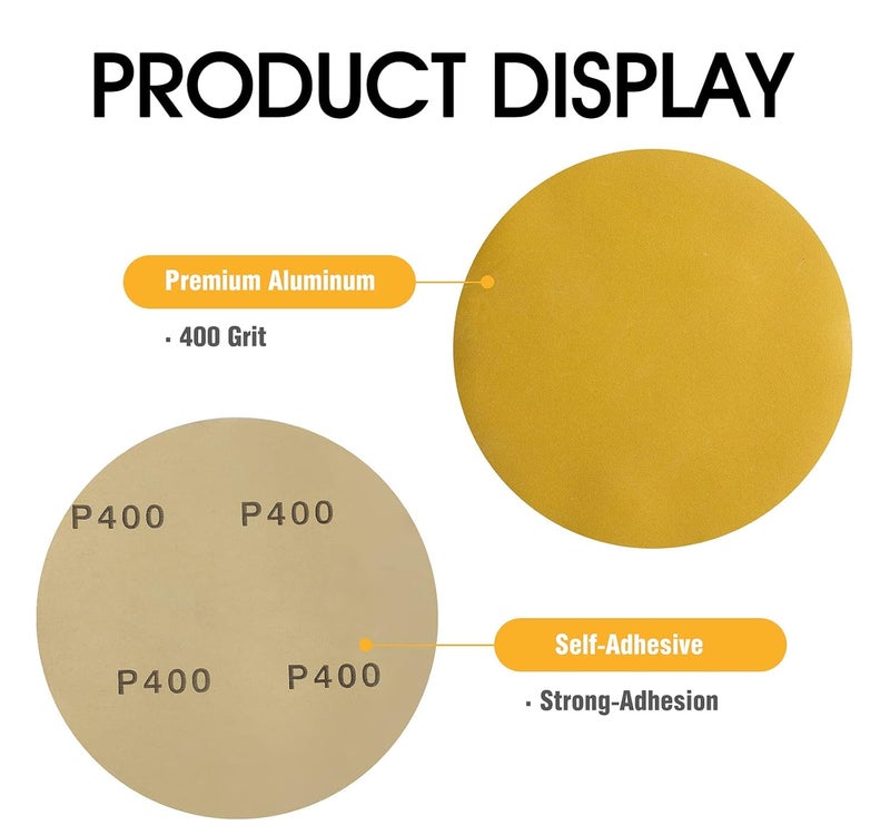Shawya 100 PCS PSA Sanding Discs 6 Inch Sanding Discs Self Stick 400 Grit Aluminum Oxide Round Adhesive Backing Sandpaper for Orbital Sander - Image 2